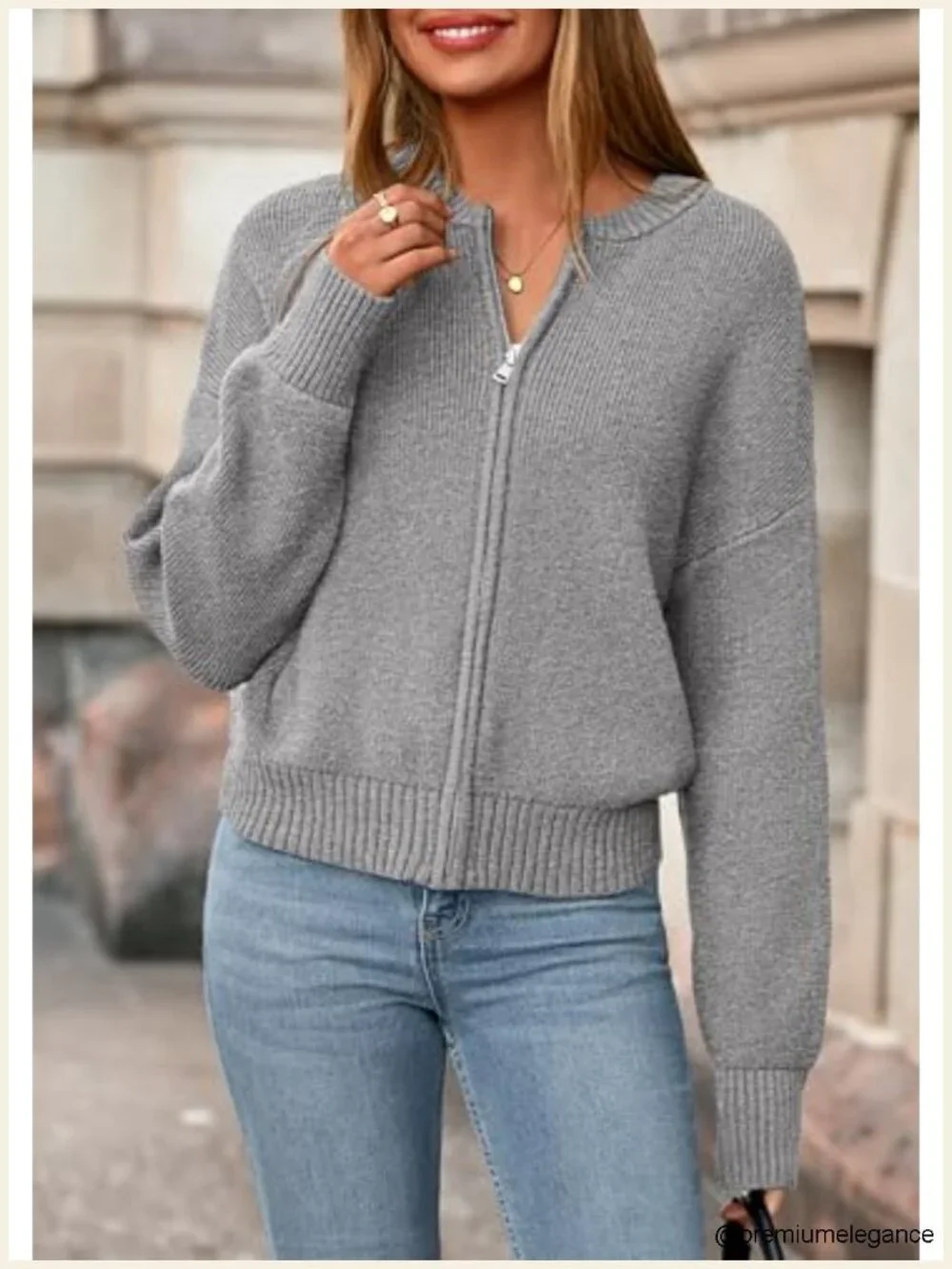 Chunky Open Front Cardigan Sweater Long Sleeve Ribbed Knit Zipper Short
